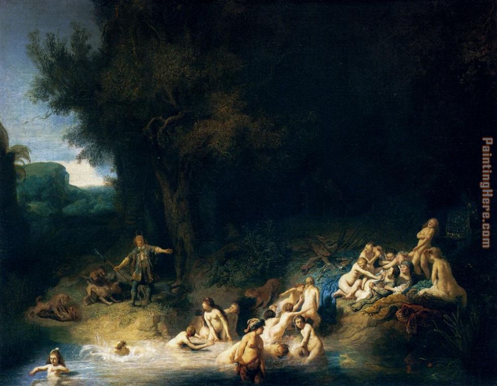 Diana Bathing with the Stories of Actaeon and Callisto painting - Rembrandt Diana Bathing with the Stories of Actaeon and Callisto art painting